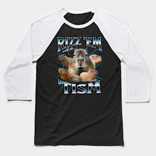 Autism Rizz Em With The Tism Autistic Capybara Baseball T-Shirt